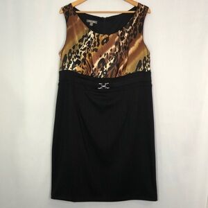 Roz & Ali Sleeveless Animal Print Satin Top Dress Size 16